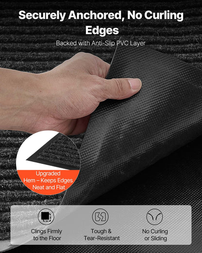 Front Door Mat, 2438 x 1219 mm Commercial Floor Mat for Indoor and Outdoor, Stylish Striped Industrial Carpet with PVC Backing, Heavy Duty Washable Entry Rug for Hallway, Balcony, Garage, Grey