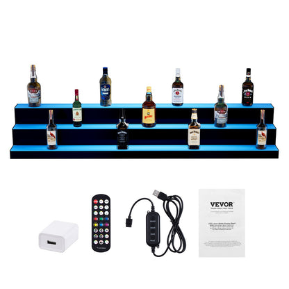 LED Lighted Liquor Bottle Display Bar Shelf RF & App Control 152.4 cm 3-Step
