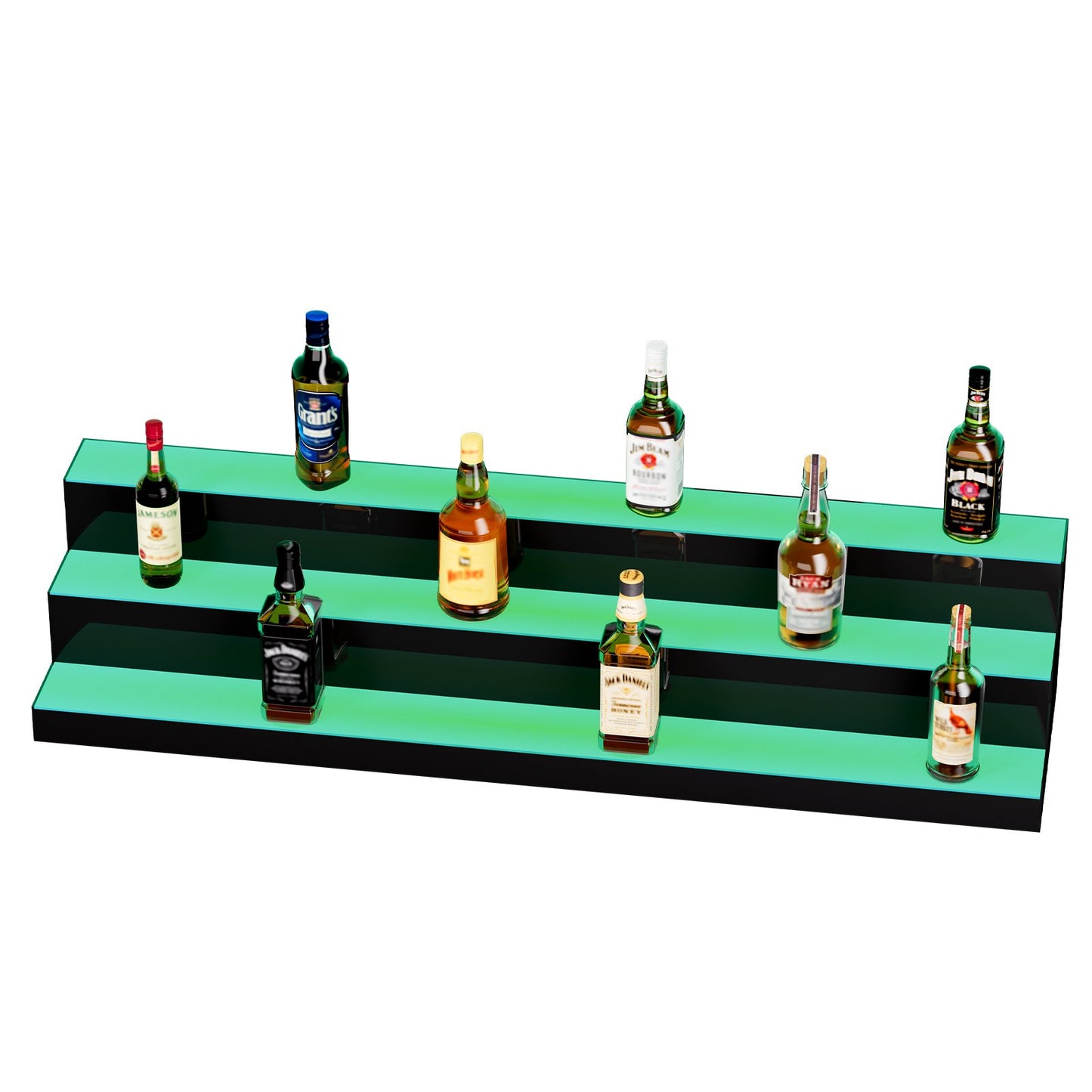 LED Lighted Liquor Bottle Display Bar Shelf RF & App Control 121.9 cm 3-Step