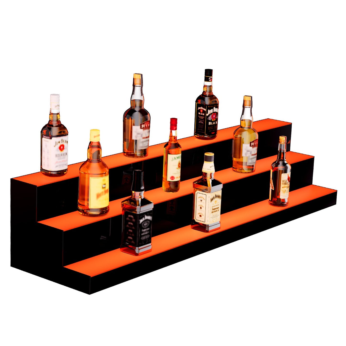 LED Lighted Liquor Bottle Display Bar Shelf RF & App Control 121.9 cm 3-Step