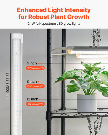 DIY Plant Shelf with Grow Lights, 180cm Tall Indoor Plant Stand with Wheels, 192W 5000K Full Spectrum Grow Lights, Heavy Duty Metal Plants Display Rack, Flower Pot Holder for Seed Starting