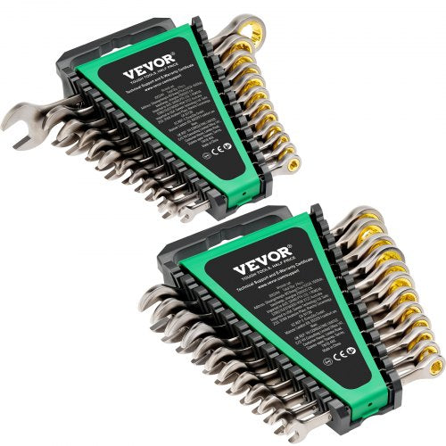 Combination Wrench Set, 24-Piece Ratcheting Wrench Set with Organizer Rack, Cr-V Steel Wrench Set SAE 1/4" to 7/8", Metric 8 mm to 19 mm, Ideal for General Household, Auto Repairs, Emergency