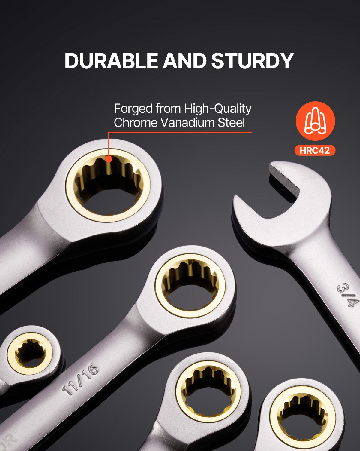 Combination Wrench Set, 24-Piece Ratcheting Wrench Set with Organizer Rack, Cr-V Steel Wrench Set SAE 1/4" to 7/8", Metric 8 mm to 19 mm, Ideal for General Household, Auto Repairs, Emergency