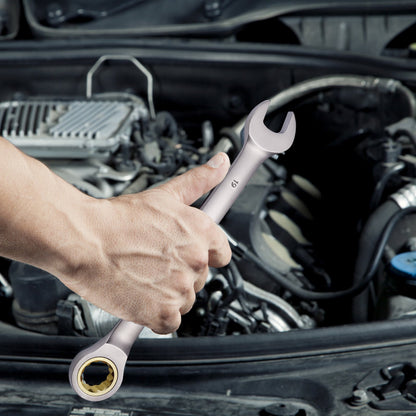 Combination Wrench Set, 24-Piece Ratcheting Wrench Set with Organizer Rack, Cr-V Steel Wrench Set SAE 1/4" to 7/8", Metric 8 mm to 19 mm, Ideal for General Household, Auto Repairs, Emergency