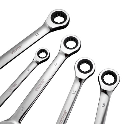 Combination Wrench Set, 8-Piece Ratcheting Wrench Set with Organizer Rack, Cr-V Steel Wrench Set Metric 8 mm to 19 mm, Ideal for General Household, Garage, Workshop, Auto Repairs, Emergency