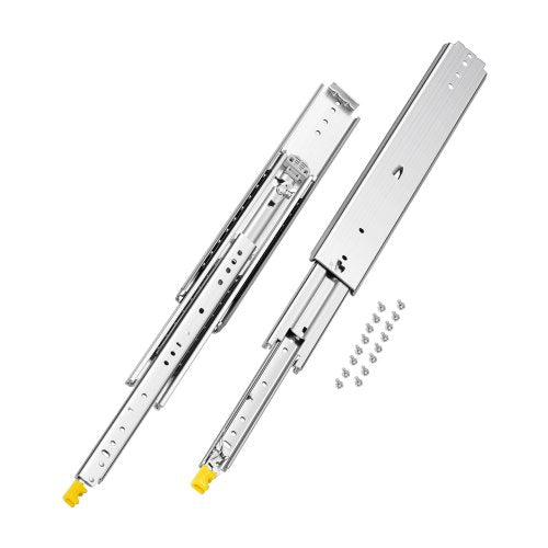 1 Pair Full Extension Drawer Slides 18 20 22 28 30 32 36 38 40 44 48 52 56 60 in, 500 lbs Load Capacity Locking Drawer Slides, Ball Bearing with Lock Side Mount Drawer Slide Rail