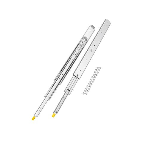 1 Pair Full Extension Drawer Slides 18 20 22 28 30 32 36 38 40 44 48 52 56 60 in, 500 lbs Load Capacity Locking Drawer Slides, Ball Bearing with Lock Side Mount Drawer Slide Rail