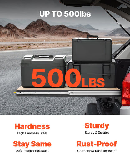 1 Pair Full Extension Drawer Slides 16 18 20 24 30 35 37.4 59 24 32 36 40 48 60 in, 500 lbs Load Capacity Locking Drawer Slides, Ball Bearing with Lock Side Mount Drawer Slide Rail