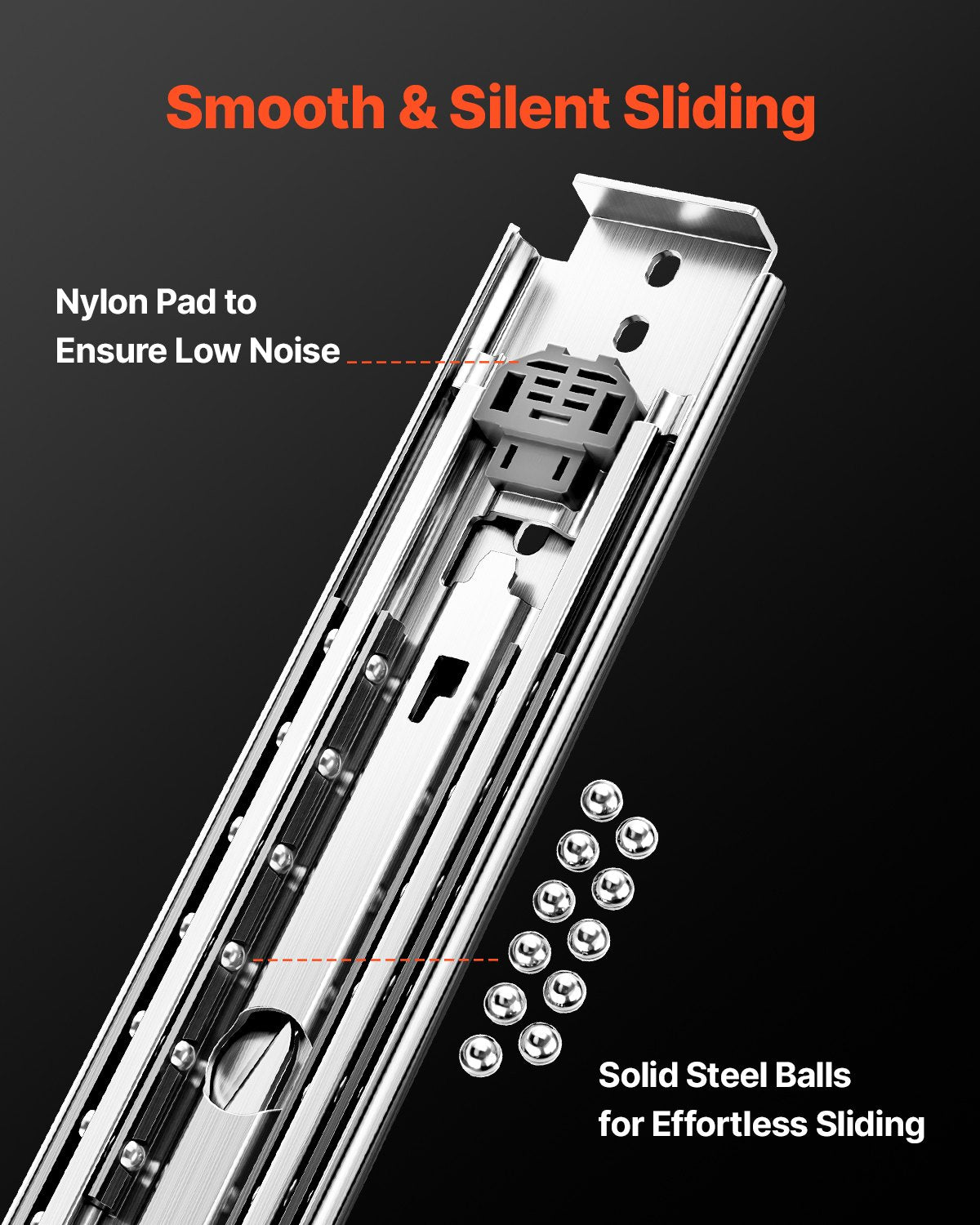 1 Pair Full Extension Drawer Slides 16 18 20 24 30 35 37.4 59 24 32 36 40 48 60 in, 500 lbs Load Capacity Locking Drawer Slides, Ball Bearing with Lock Side Mount Drawer Slide Rail