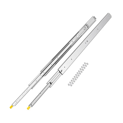 1 Pair Full Extension Drawer Slides 18 20 22 28 30 32 36 38 40 44 48 52 56 60 in, 500 lbs Load Capacity Locking Drawer Slides, Ball Bearing with Lock Side Mount Drawer Slide Rail