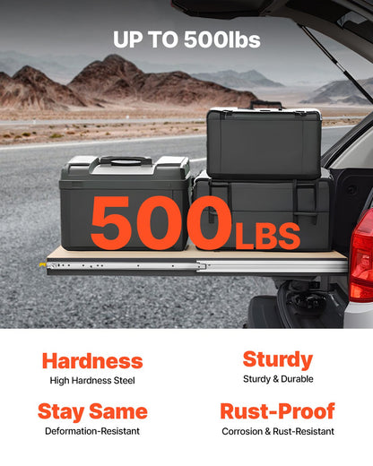 1 Pair Full Extension Drawer Slides 18 20 22 28 30 32 36 38 40 44 48 52 56 60 in, 500 lbs Load Capacity Locking Drawer Slides, Ball Bearing with Lock Side Mount Drawer Slide Rail