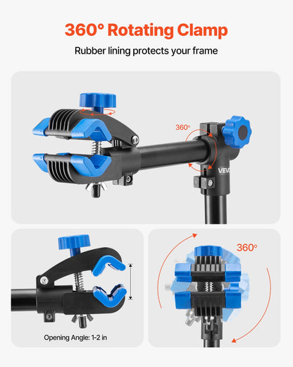 Bike Repair Stand, 66 lb Heavy-duty Bicycle Work Stand with 32.8-56.6 in Adjustable Height & Magnetic Tool Tray, Foldable Bicycle Maintenance Rack, Shop Home Mechanics for Mountain & Road Bike