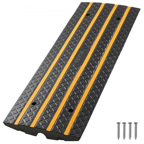 Car Driveway Rubber Curb Ramp, 15 Tons Load Capacity, 66 mm Rise Curbside Bridge Ramp with Yellow Reflective Strips, Suitable for Loading Dock, Warehouse, Garage, Sidewalk (1 Pack)