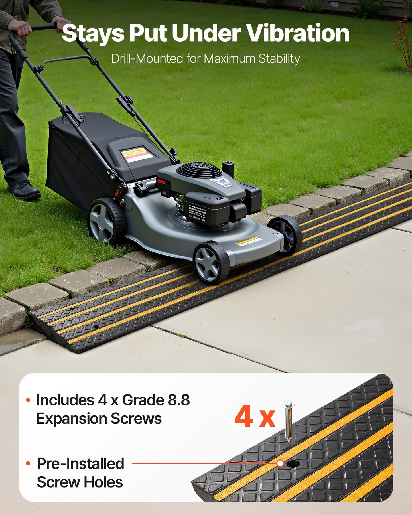 Car Driveway Rubber Curb Ramp, 15 Tons Load Capacity, 66 mm Rise Curbside Bridge Ramp with Yellow Reflective Strips, Suitable for Loading Dock, Warehouse, Garage, Sidewalk (1 Pack)