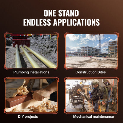 Pipe Stand, 1133.9 kg Heavy Duty Pipe Jack Stands, 69.1-132.1 cm Height Adjustable V Head Pipe Stand, 45# Steel Folding Jack Stand for 1.3-30.5 cm Pipes