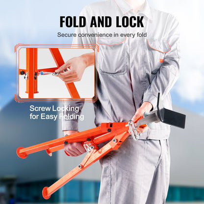 Pipe Stand, 1133.9 kg Heavy Duty Pipe Jack Stands, 69.1-132.1 cm Height Adjustable V Head Pipe Stand, 45# Steel Folding Jack Stand for 1.3-30.5 cm Pipes