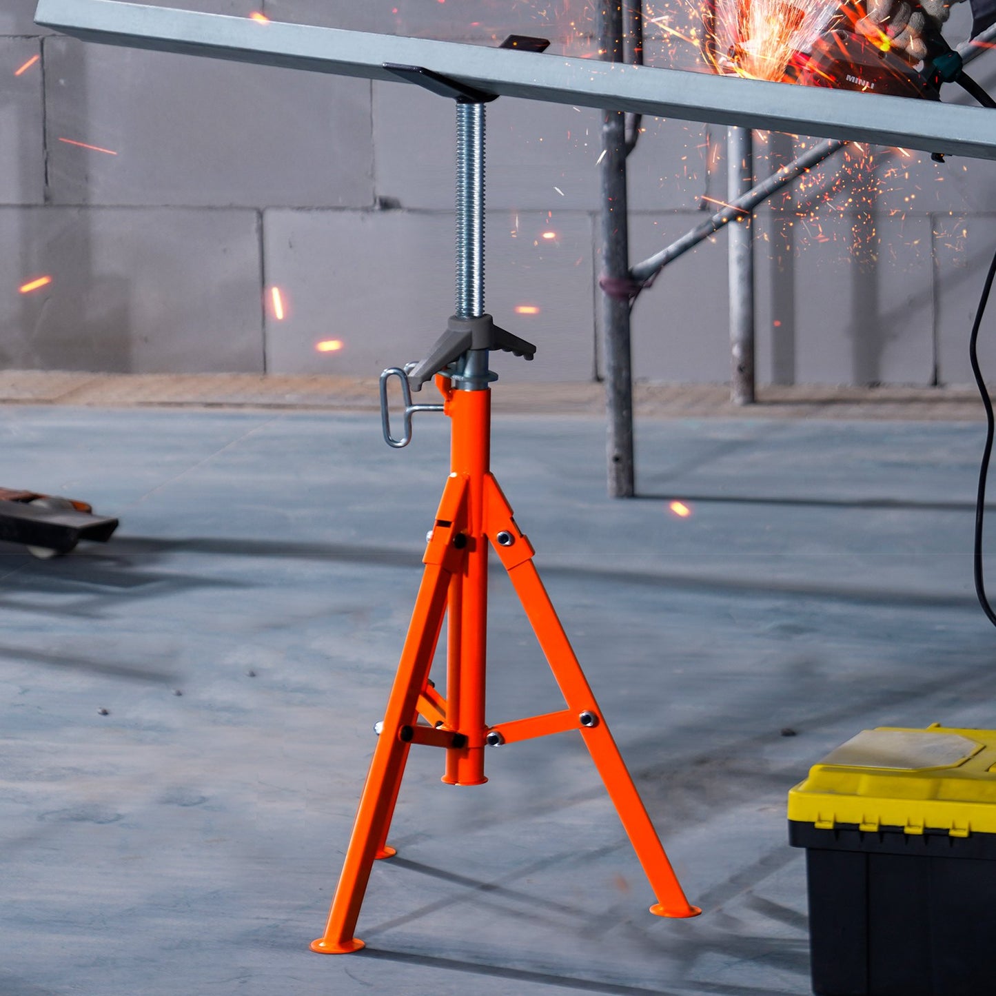 Pipe Stand, 1133.9 kg Heavy Duty Pipe Jack Stands, 69.1-132.1 cm Height Adjustable V Head Pipe Stand, 45# Steel Folding Jack Stand for 1.3-30.5 cm Pipes