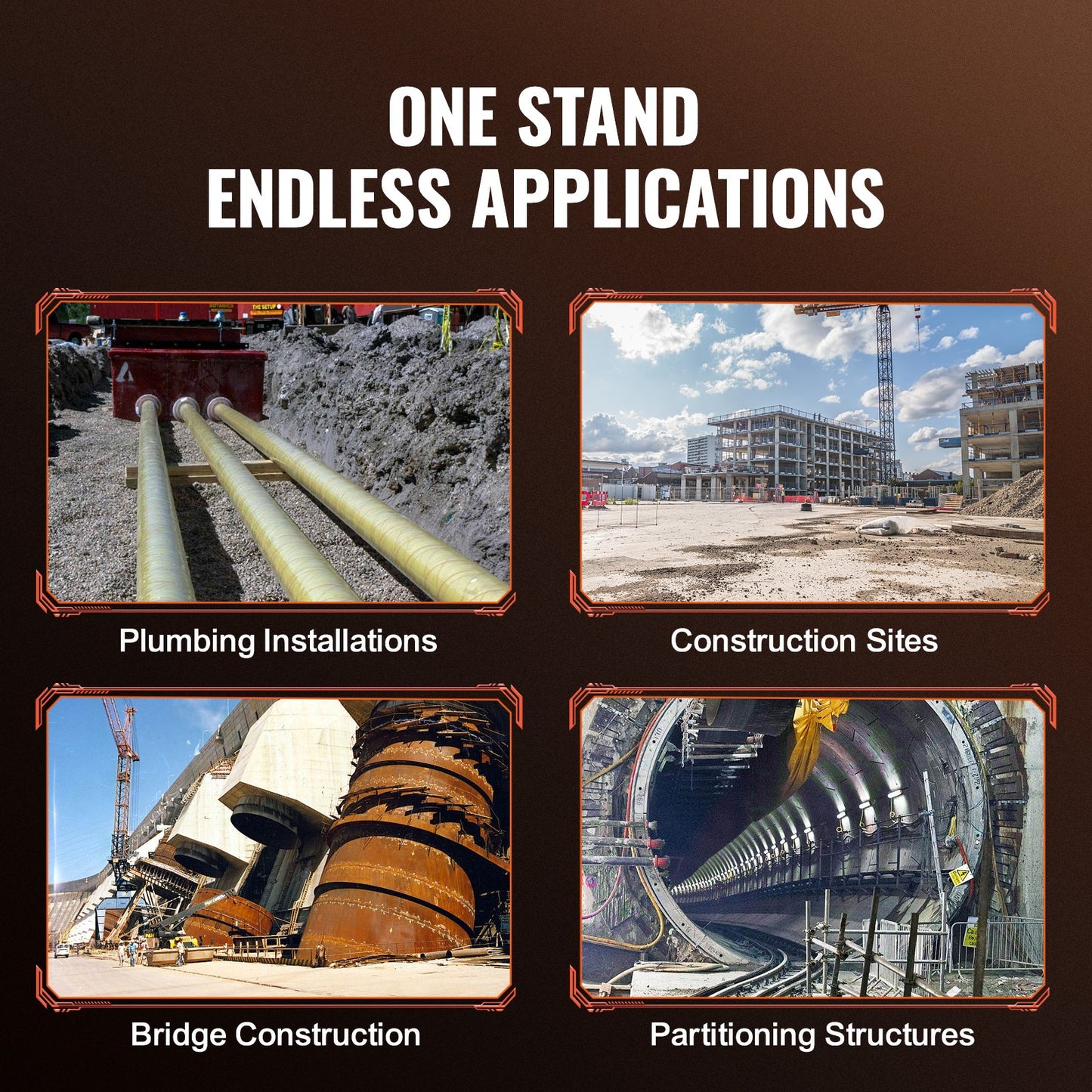 Pipe Stand with Roller Head 1134 kg Load for 5.1-91.4 cm Pipes 45# Steel