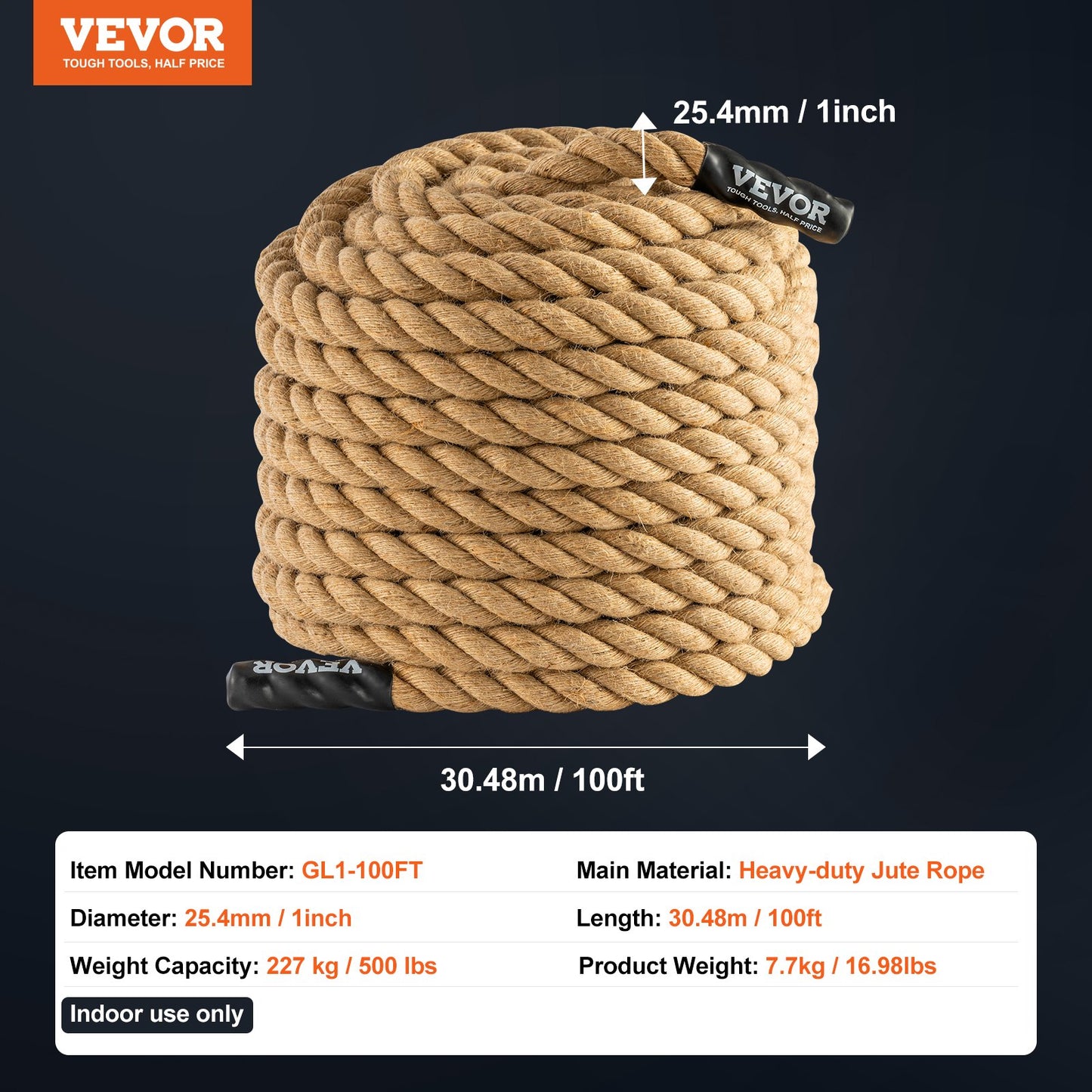 2.5 cm x 3048 cm Gym Climbing Rope Fitness Strength Training Rope Home Exercise