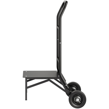 Folding Chair Rack, 150 LBS Capacity, Heavy-duty Chair Cart for Stacking 10 Chairs, Multi-Function Metal Chair Storage Dolly with Rubber Wheels, Push-Style Chair Holder, Matte Black