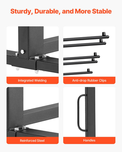 Folding Chair Rack, 400 LBS Capacity, Heavy-duty Chair Cart for 42 Chairs or 12 Tables, Multi-Function Chair Storage Dolly with Rubber Wheels and Holders, Large Chair Holder, Matte Black