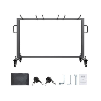 Folding Chair Rack, 400 LBS Capacity, Heavy-duty Chair Cart for 42 Chairs or 12 Tables, Multi-Function Chair Storage Dolly with Rubber Wheels and Holders, Large Chair Holder, Matte Black