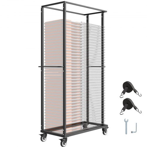 Folding Chair Rack, 500 LBS Capacity, Heavy-duty Chair Cart for 60 Chairs, Metal Chair Storage Dolly Chair Holder with Swivel Casters and Locking Wheels, for Party Event,Hotel,Matte Black