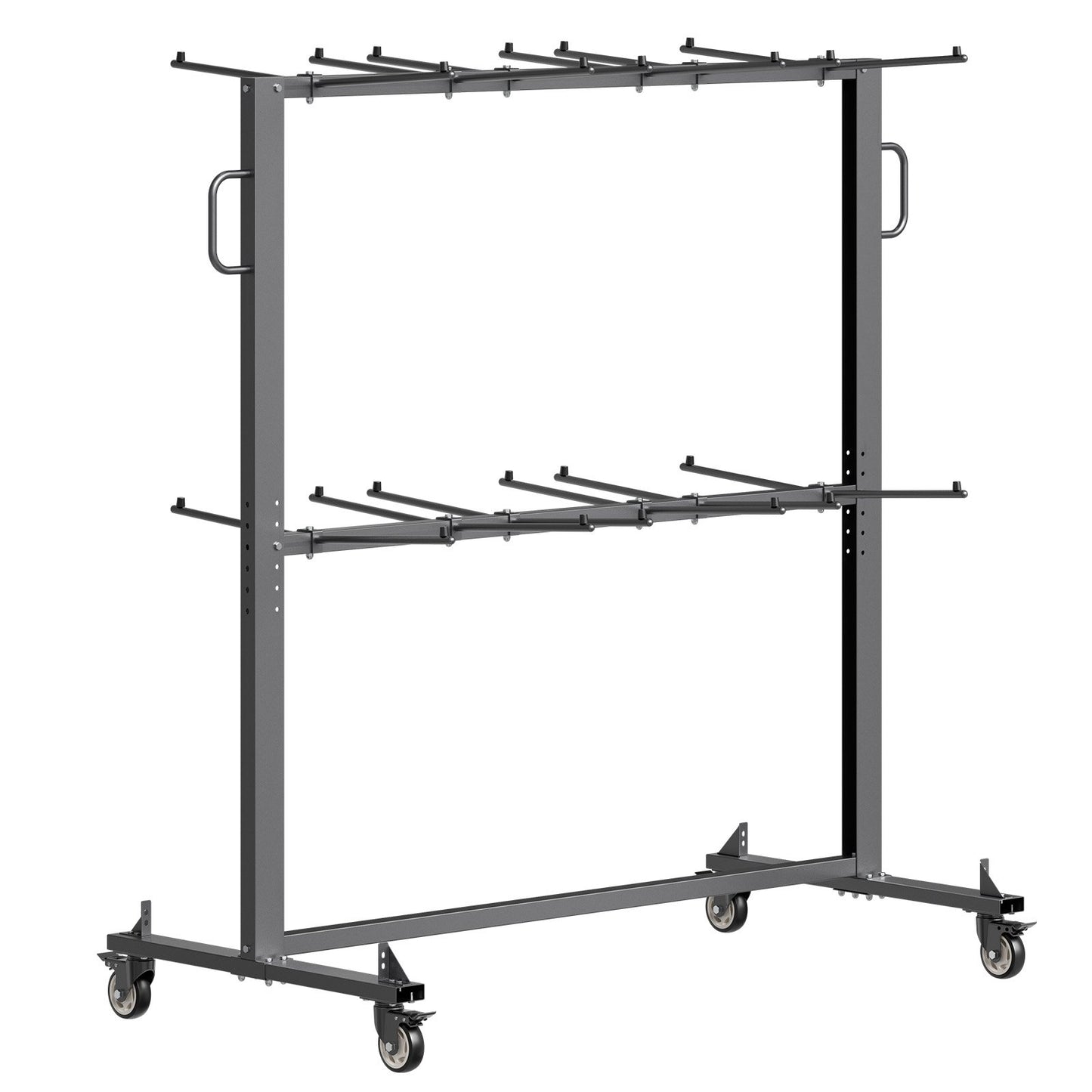 Folding Chair Rack, 800 LBS Capacity, Heavy-duty Chair Cart for 84 Chairs/ 12 Tables+42 Chairs, Dual-layer Chair Storage Dolly with Rubber Wheels and Holders, Large Chair Holder, Matte Black