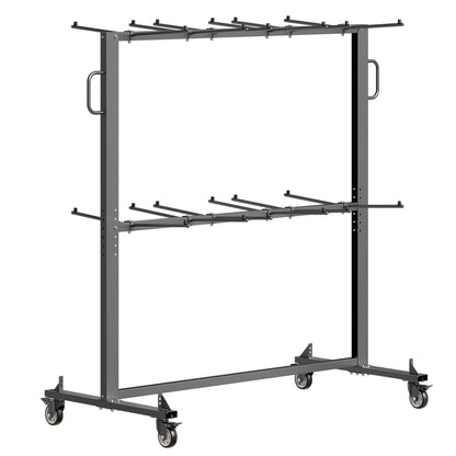 Folding Chair Rack, 800 LBS Capacity, Heavy-duty Chair Cart for 84 Chairs/ 12 Tables+42 Chairs, Dual-layer Chair Storage Dolly with Rubber Wheels and Holders, Large Chair Holder, Matte Black