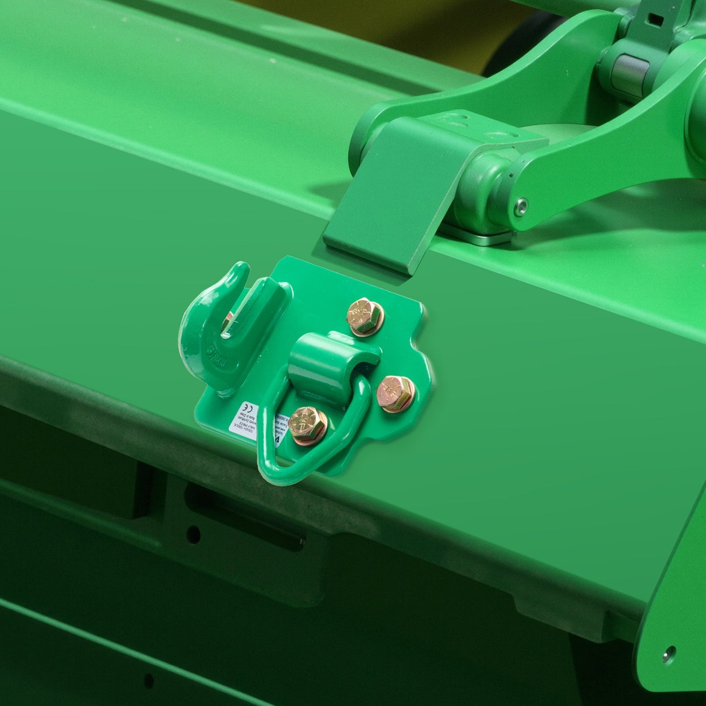 3/8" traktorskopkrokar med surrningsring, smidd stålklass 70, 2-pack bultade gripkrokar med bakplattor, fungerar bra för traktorskopa, husbil, UTV, lastbil, maximal brottstyrka 15 000 lbs, grön