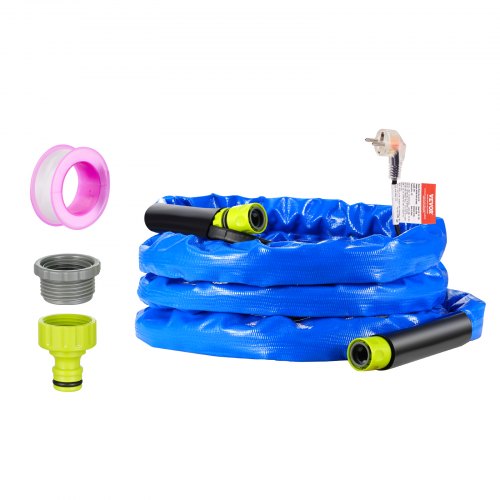 15ft Heated Water Hose for RV, Heated Drinking Water Hose with Corrugated Cover Antifreeze to -45°F, Automatic Self-regulating, 5/8" I.D. with Quick-connect Fitting Set, Lead and BPA Free