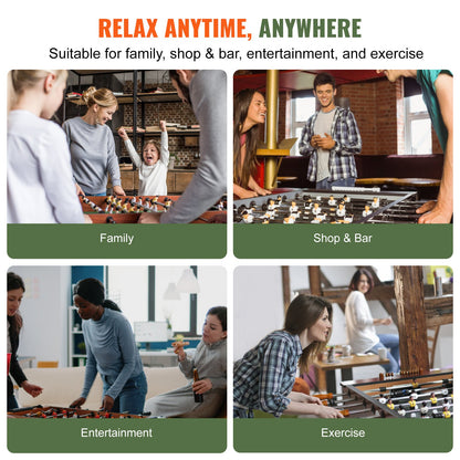 Foosball Table, 48 inch Standard Size Foosball Table, Indoor Full Size Foosball Table for Home, Family, and Game Room, Soccer with Foosball Table Set, Includes 2 Balls and 2 Cup Holders