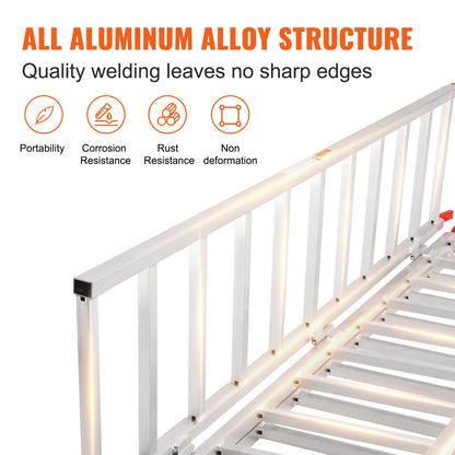 Aluminiumramper, 1500 lbs, Trippelvikbar ramp med lastremmar, Hopfällbar lastramp för motorcykel, traktor, ATV/UTV, lastbilar, gräsklippare, snöslunga, 77"L x 54"B, 1 st
