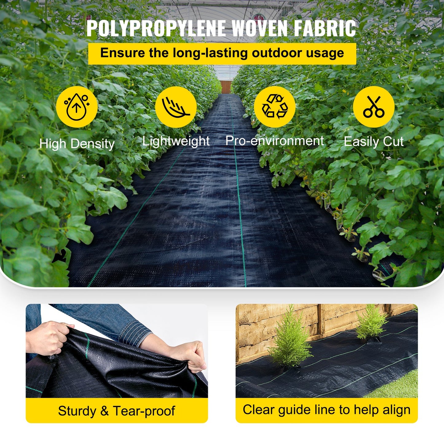 Weed Barrier Landscape Fabric Geotextile Underlayment 6 x 250 FT PP Woven