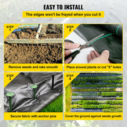 200 x 9144 cm Premium Weed Barrier Fabric Heavy Duty 90.7 g, Woven Weed Control Fabric, High Permeability Good for Flower Bed, Geotextile Fabric for Underlayment, Polyethylene Ground Cover