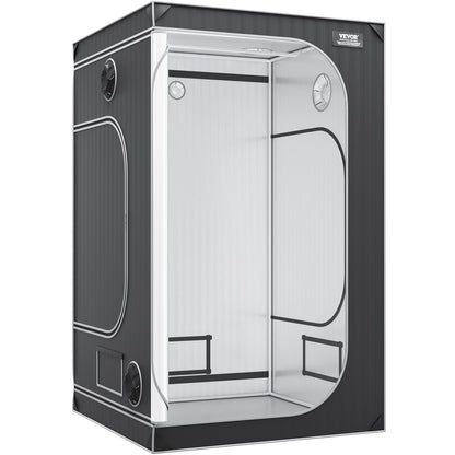 4x4 odlingstält, 122 x 122 x 203 cm, högreflekterande 2000D Mylar hydroponiskt odlingstält med observationsfönster, verktygsväska och golvbricka för odling av inomhusväxter