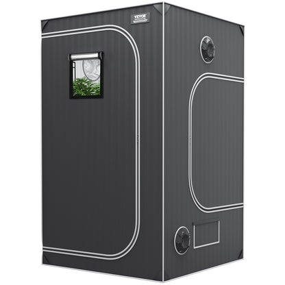 4x4 odlingstält, 122 x 122 x 203 cm, högreflekterande 2000D Mylar hydroponiskt odlingstält med observationsfönster, verktygsväska och golvbricka för odling av inomhusväxter