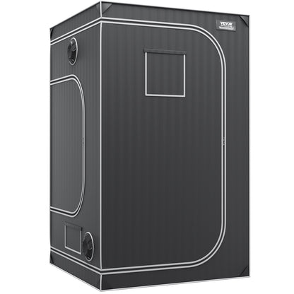 4x4 odlingstält, 122 x 122 x 203 cm, högreflekterande 2000D Mylar hydroponiskt odlingstält med observationsfönster, verktygsväska och golvbricka för odling av inomhusväxter