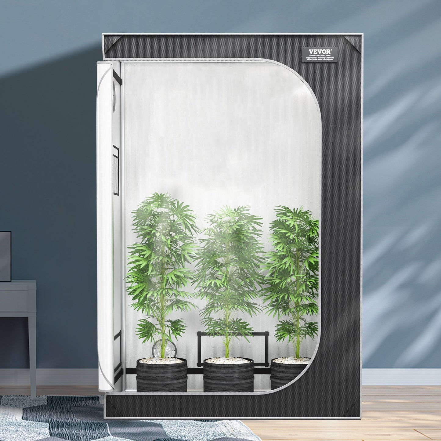 2x4 Grow Tent, 122 x 61 x 183 cm, High Reflective 2000D Mylar Hydroponic Growing Tent with Observation Window, Tool Bag and Floor Tray for Indoor Plants Growing