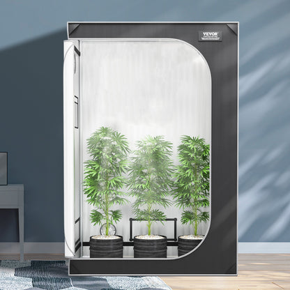 2x4 Grow Tent, 122 x 61 x 183 cm, High Reflective 2000D Mylar Hydroponic Growing Tent with Observation Window, Tool Bag and Floor Tray for Indoor Plants Growing