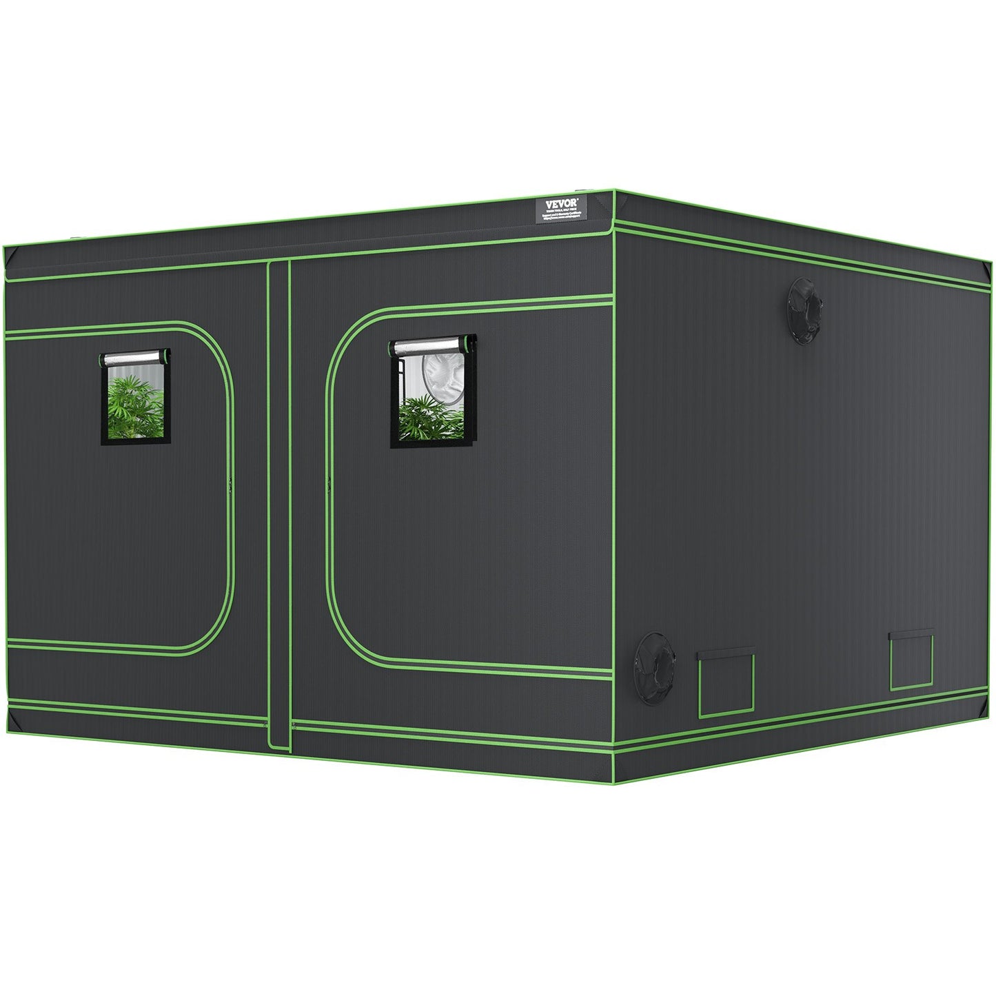 10x10 odlingstält, 120'' x 120'' x 80'', högreflekterande 600D Mylar hydroponiskt odlingstält med observationsfönster, verktygsväska och golvbricka för odling av inomhusväxter