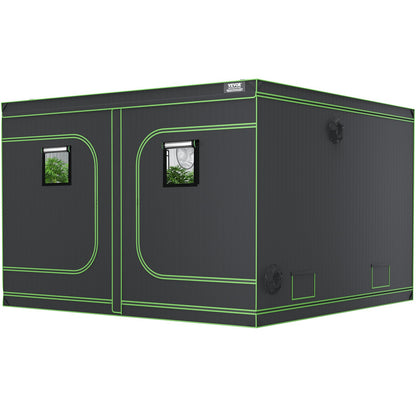 10x10 odlingstält, 120'' x 120'' x 80'', högreflekterande 600D Mylar hydroponiskt odlingstält med observationsfönster, verktygsväska och golvbricka för odling av inomhusväxter